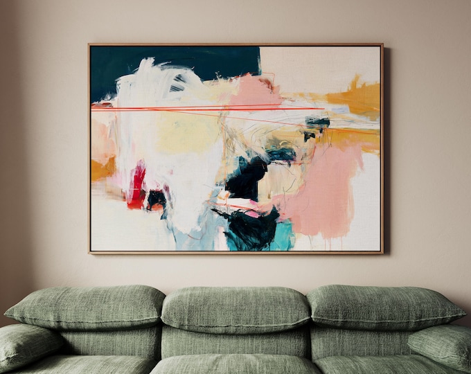 Neutral Abstract Wall Art Print, Blush Pink Abstract Painting, Modern Minimalist Art Print, Large Contemporary Canvas Wall Decor