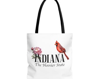 Borsa tote con soprannome, uccello e fiore dello stato dell'Indiana