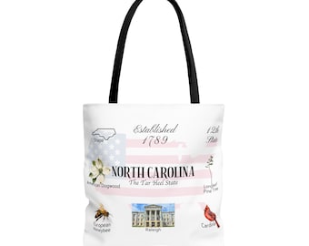 North Carolina State Themes and Landmarks Tote Bag