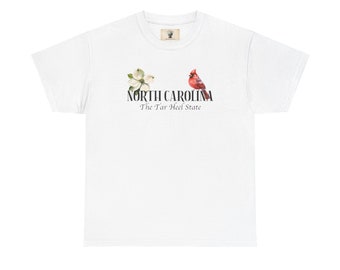 North Carolina State Flower and Bird Unisex Heavy Cotton Tee