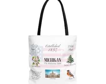 Michigan State Themes and Landmarks Tote Bag