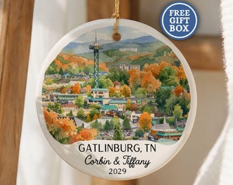 Custom Gatlinburg Tennessee Christmas Ornament Personalized Travel Souvenir Vacation Keepsake Mountain Holiday Gift Gatlinburg TN Gift O254