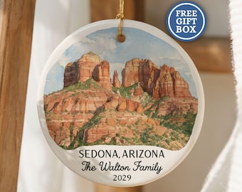 Custom Sedona Arizona Christmas Ornament Personalized Travel Souvenir Honeymoon Vacation Keepsake Gift Sedona Trip Christmas Ornament O268
