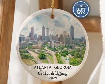 Custom Atlanta Georgia Christmas Ornament Personalized Travel Souvenir Honeymoon Bachelorette Party Vacation Keepsake Gift Atlanta GA O252