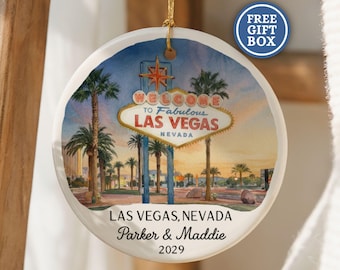 Custom Las Vegas Christmas Ornament Personalized Travel Souvenir Honeymoon Bachelorette Party Vacation Keepsake Gift Las Vegas Ornament O267