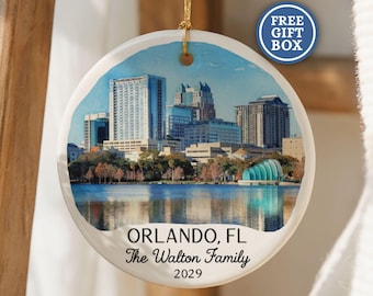 Custom Orlando Florida Christmas Ornament Personalized Travel Souvenir Vacation Keepsake Holiday Gift Family Trip Orlando Ornament Gift O259