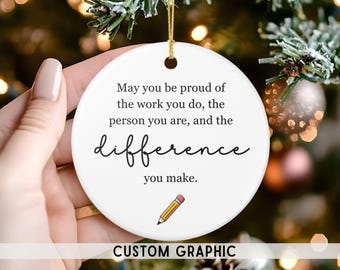 Adorno personalizado para profesor, adorno navideño para profesor de inglés como segundo idioma, regalo de inglés como segunda lengua, etiqueta de regalo moderna para profesor de español O149