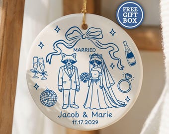 Personalized Raccoon Wedding Gift Feral Raccoon Bride Gifts Raccoon Couple Christmas Ornament Wedding Raccoon Gift Feral Bride Gift O210