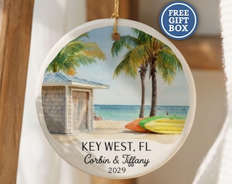 Custom Key West Florida Christmas Ornament Key West Travel Souvenir Vacation Keepsake Holiday Gift Key West Ornament Family Trip Gift O258