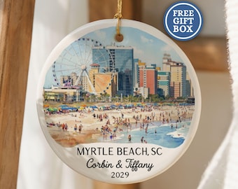 Custom Myrtle Beach South Carolina Christmas Ornament Personalized Travel Souvenir Vacation Keepsake Beach Holiday Gift Myrtle Beach SC O256