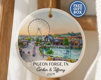 Custom Pigeon Forge Tennessee Christmas Ornament Personalized Travel Souvenir Vacation Keepsake Mountain Holiday Gift Pigeon Forge Gift O255
