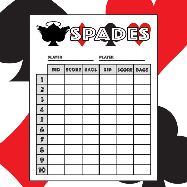 Spades Score Sheet Etsy