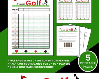 Golf Card Game Scorekarten und Anleitung
