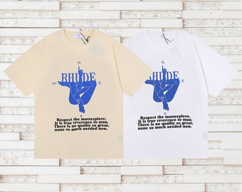 Rhude T-Shirt Casual Vintage Crew Neck Cotton Top Tee Letter Print Short Sleeve Tops Tees