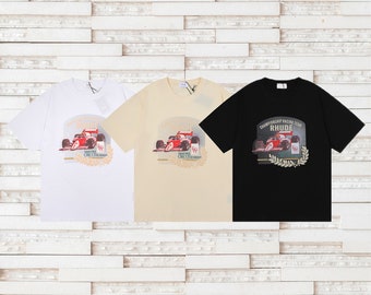 Rhude T-Shirt Casual Vintage Crew Neck Cotton Top Tee Letter Print Short Sleeve Tops Tees