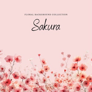 Aquarell Sakura Blumen Clipart | Blumen-Hintergrund-Kollektion – 10 digitale PNG-Blumen – Aquarell-Clipart-Designs – Ausdrucke