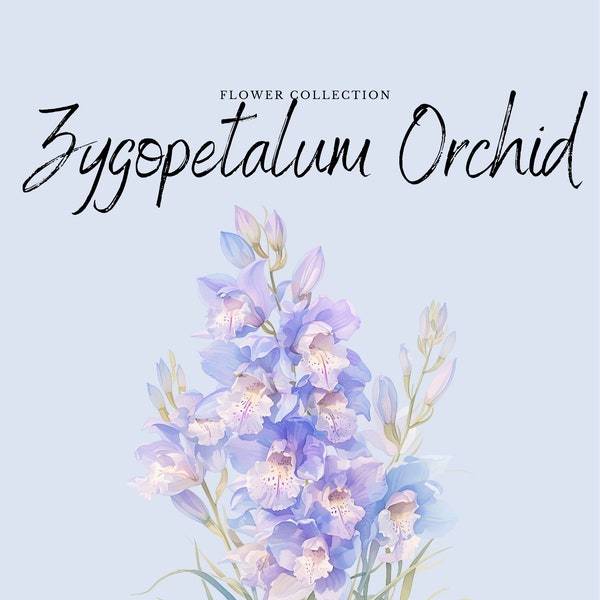 Watercolor Zygopetalum Orchid Clipart | Flower Collection - 10 Digital PNG Flowers - Watercolor Clipart Designs - Printables