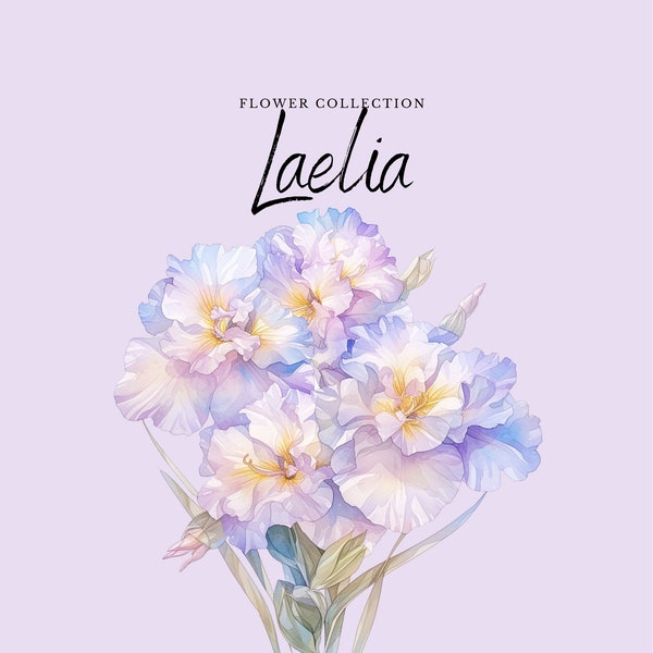 Watercolor Laelia Clipart | Flower Collection - 10 Digital PNG Flowers - Watercolor Clipart Designs - Printables