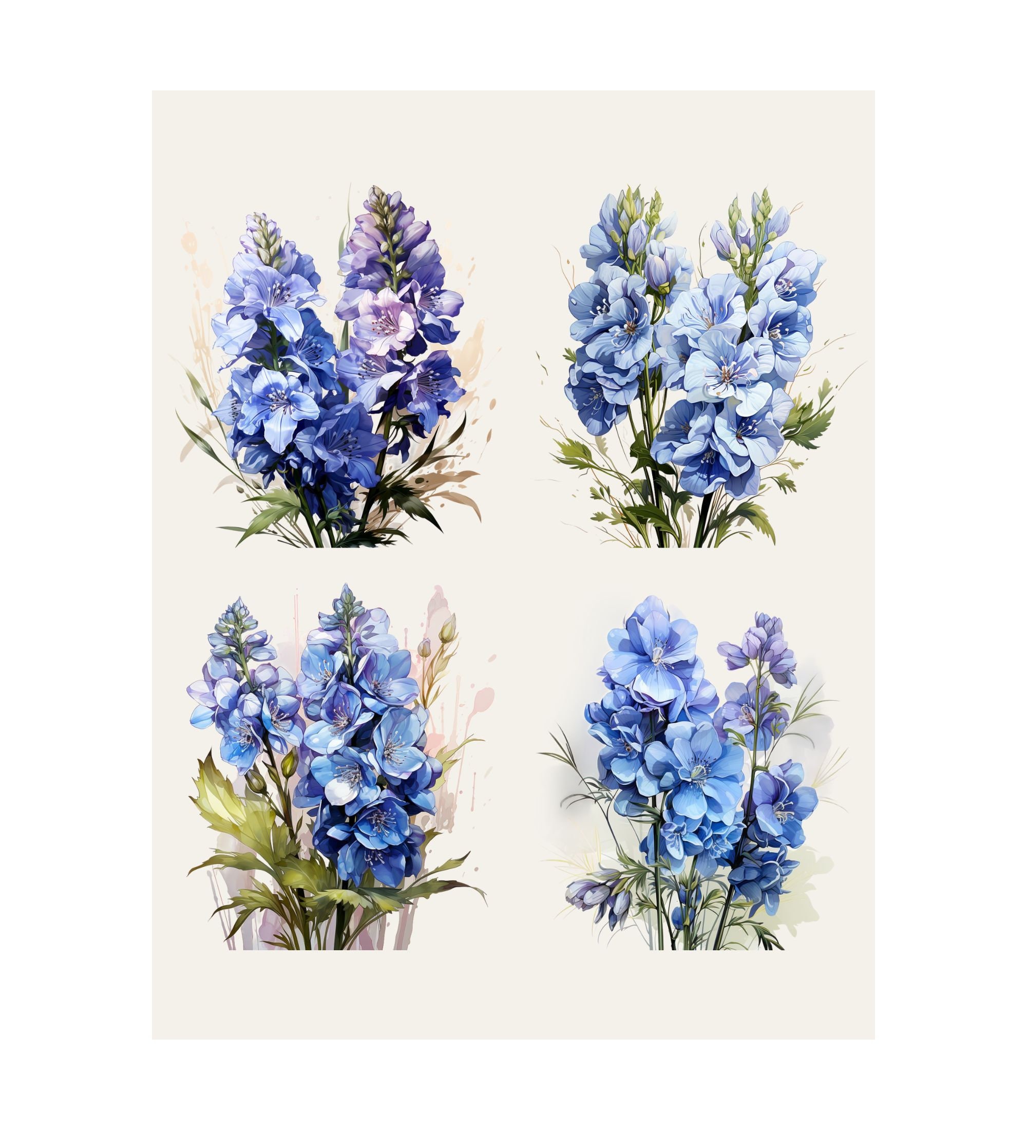 Watercolor Delphinium Flower Clipart | 10 PNG Floral Designs (digital ...