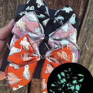 Glow in the dark boo bow, ghouls, goblins, hair bow