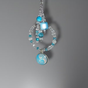 Turquoise Tree of Life Car Charm: Crystal Rear View Mirror Suncatcher