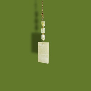 Peridot Jade Fan Pull: Crystal & Glass Light Cord Charm