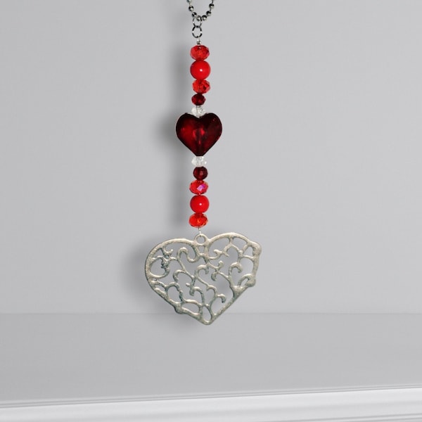 Heart Theme Suncatcher, Perfect for Home or Car Mirror, Red Suncatcher