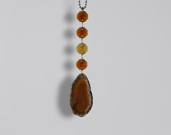 Brown Agate Crystal Car Suncatcher, Protection Rear View Mirror Charm