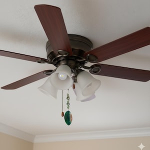 Green Agate Fan Pull: Aventurine Gemstone Crystal Light Pull