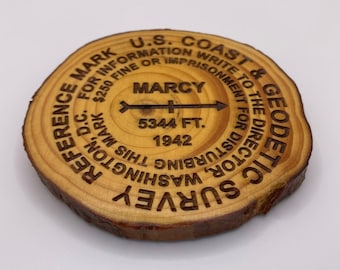 Adirondack Mt. Marcy Marker - Laser Engraved Wood Coaster
