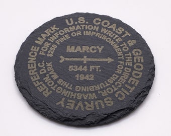 Adirondack Mt. Marcy Marker - Laser Engraved Slate Coasters