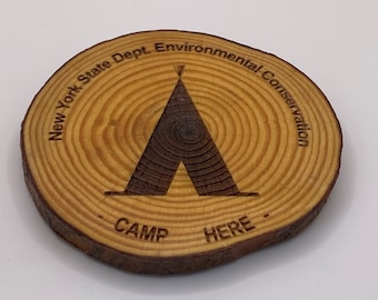 Adirondack NYS Camp Site Marker - Laser Engraved Wood Coaster