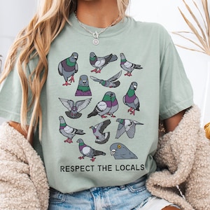 Schönes Tauben-Hemd Niedliches Tauben-T-Shirt Komfort-Farben-Hemd Sommer-Grafik-T-Stück Vögel Baumwoll-Hemd Spaß-Tauben-T-Stück Respektieren Sie die Einheimischen-T-Stück