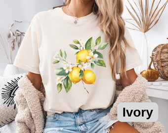 Beautiful Lemon Summer Shirt Watercolor Lemon Shirt Beach Shirt Comfort Colors Shirt Oversized Shirt Fruit Graphic Tee Cotton Retro shirt