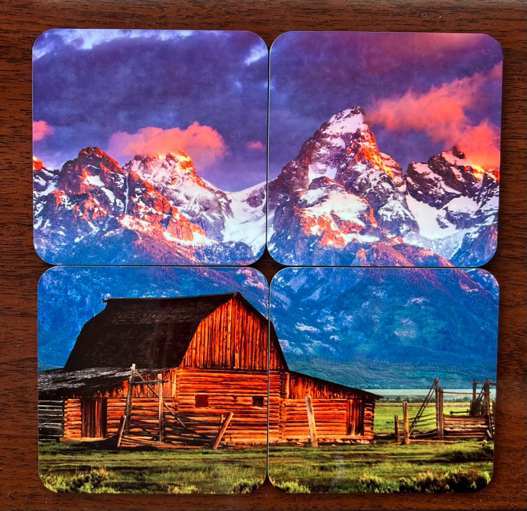 Mountain Barn Coasters Lighter Tones - Etsy