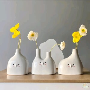 Modern Doll Face Ceramic Vase Modern Doll Face Ceramic Vase Unique Home Decor Unique Doll Face Flower Vase Low White Ceramic Vase