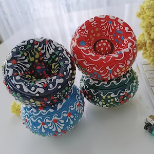 Handmade Turkish Ashtray with Lid – Ceramic Ashtray, Ottoman Decor, Unique Gift for Smokers, Unique Hand Painted Ceramic Ashtray, Exotic Gif