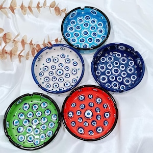 Ashtray , Ceramic ashtray ,Evil Eye ashtray, handmade ceramic, beautiful and colorful.