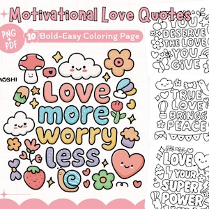Love Quotes Coloring Book: Bold & Easy Designs (PDF + PNG Download