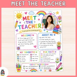Meet The Teacher Template Editable Canva | Back to School Teacher Introduction Letter | Open House | Teacher Welcome Page PDF