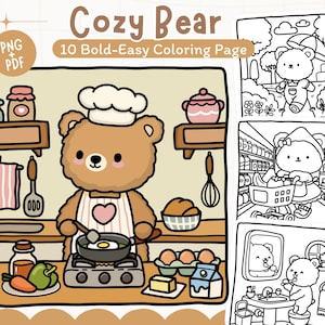 Cozy Bear Coloring Pages: 10 Bold & Easy Designs (PNG + PDF)