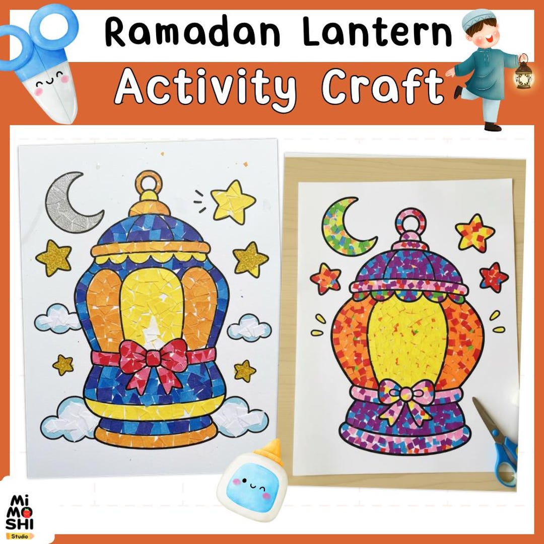 Ramadan Lantern Craft | Islamic Mosaic Coloring Pages | Cut and Paste ...