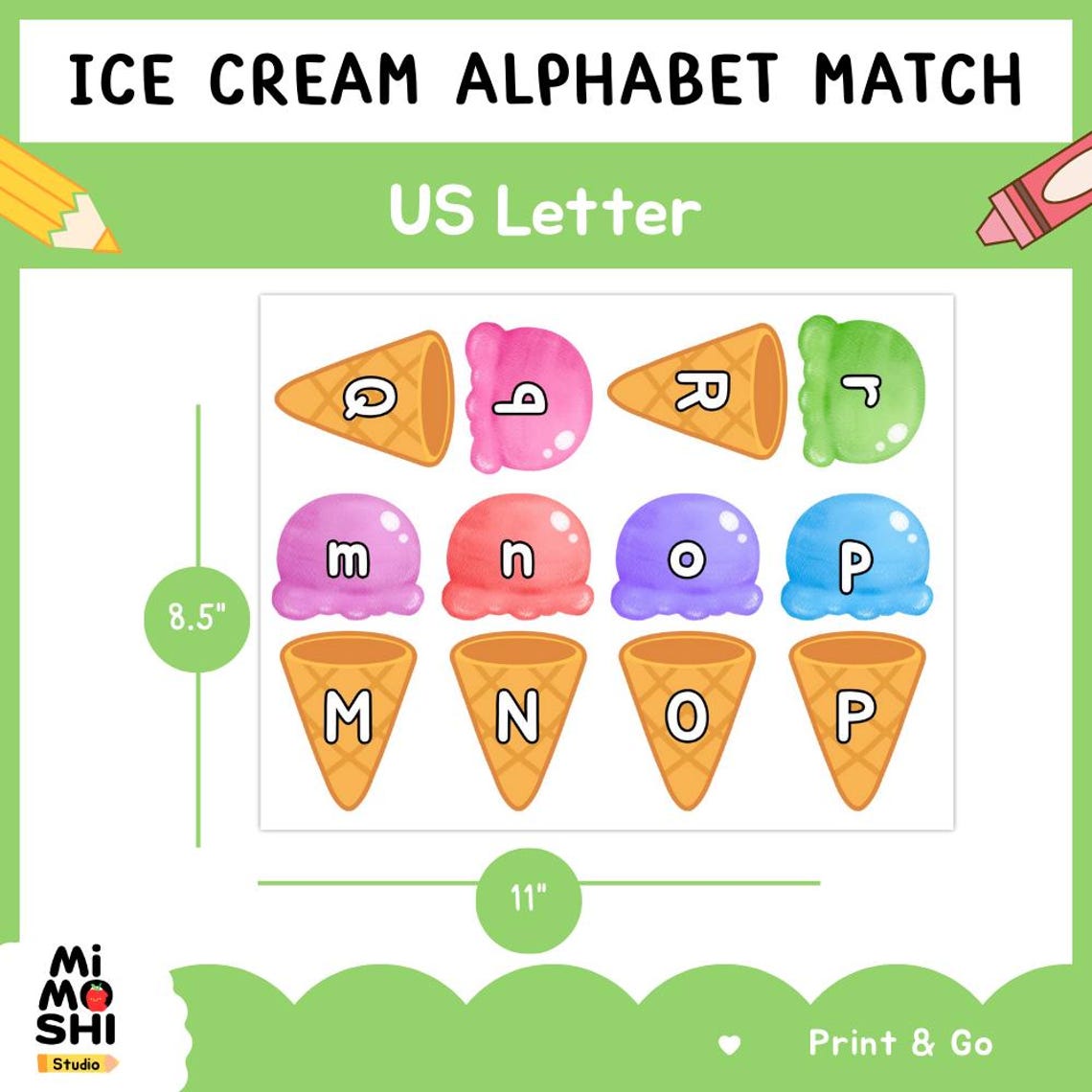 Ice Cream Alphabet Match Printable | Uppercase & Lowercase Letter ...
