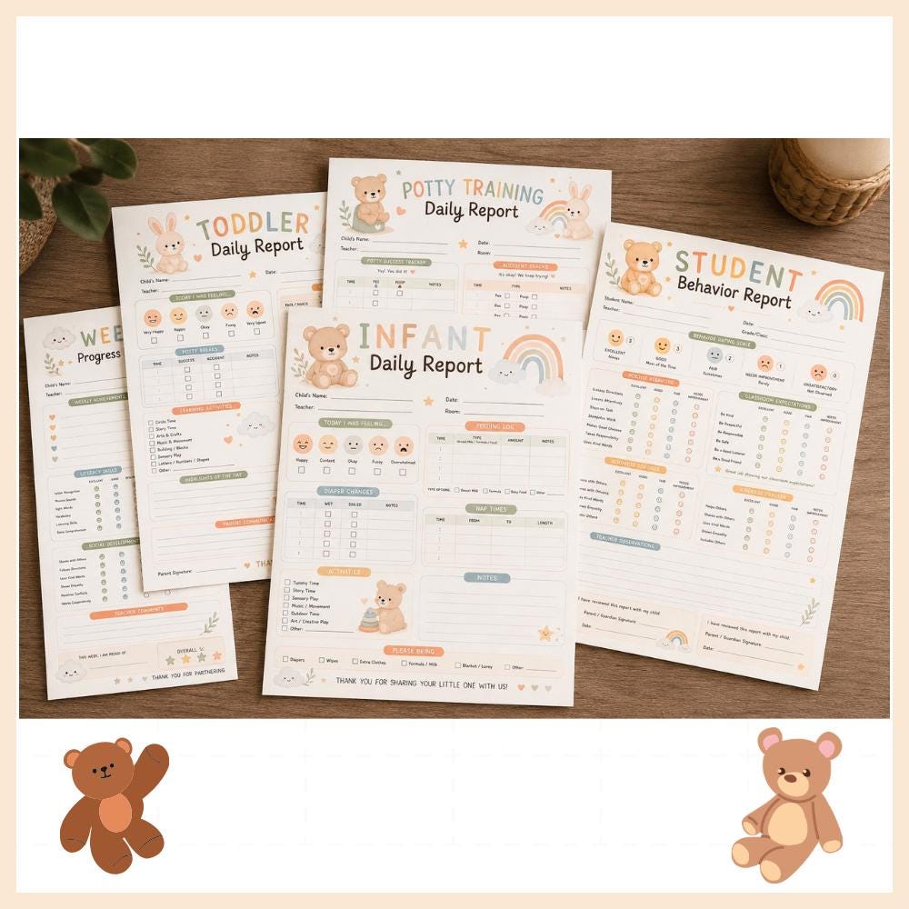 Daycare Forms Bundle Printable | Infant Daily Report, Toddler Report ...