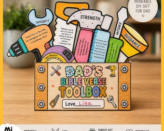 Dad's Bible Verse Toolbox Craft afdrukbaar, Vaderdag, christelijke zondagsschoolactiviteit, DIY Toolbox Coloring Craft, schriftcadeau voor papa