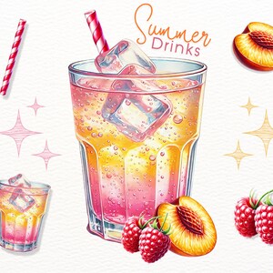 Summer drinks Watercolor Cocktail Clipart,Bundle PNG,Signature Cocktail Clipart, Drinks Clipart, Alcohol Drinks Clipart,Illustrations in PNG