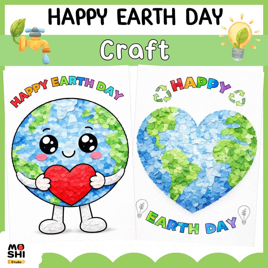 Earth Day Craft Printable for Kids | Happy Earth Day Tissue Paper Art ...