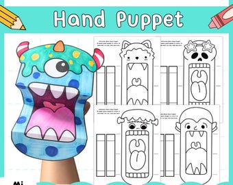 Manualidad de títere fantasma de Halloween: Páginas para colorear imprimibles (Conjunto de actividades en PDF)