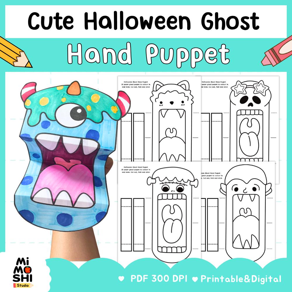 37 Ghost Crafts for Kids to Make This Halloween 12 Halloween Ghost Hand Puppet Craft: Printable Coloring Pages (PDF…