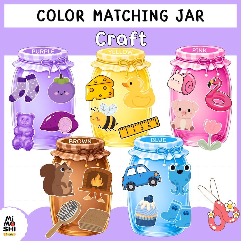 Color Mathcing Jas Color Matching Jar Craft | Printable Color Sorting Activity for ...